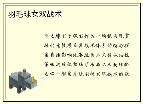 羽毛球女双战术